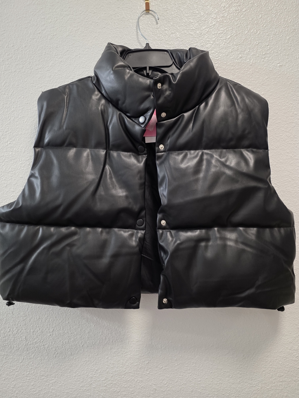 Simply Southern Black Faux Leather Puffer Vest
